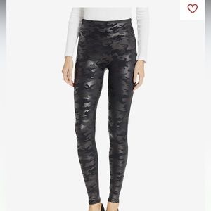 Spanx XS Petite Faux Leather Camo Leggings
